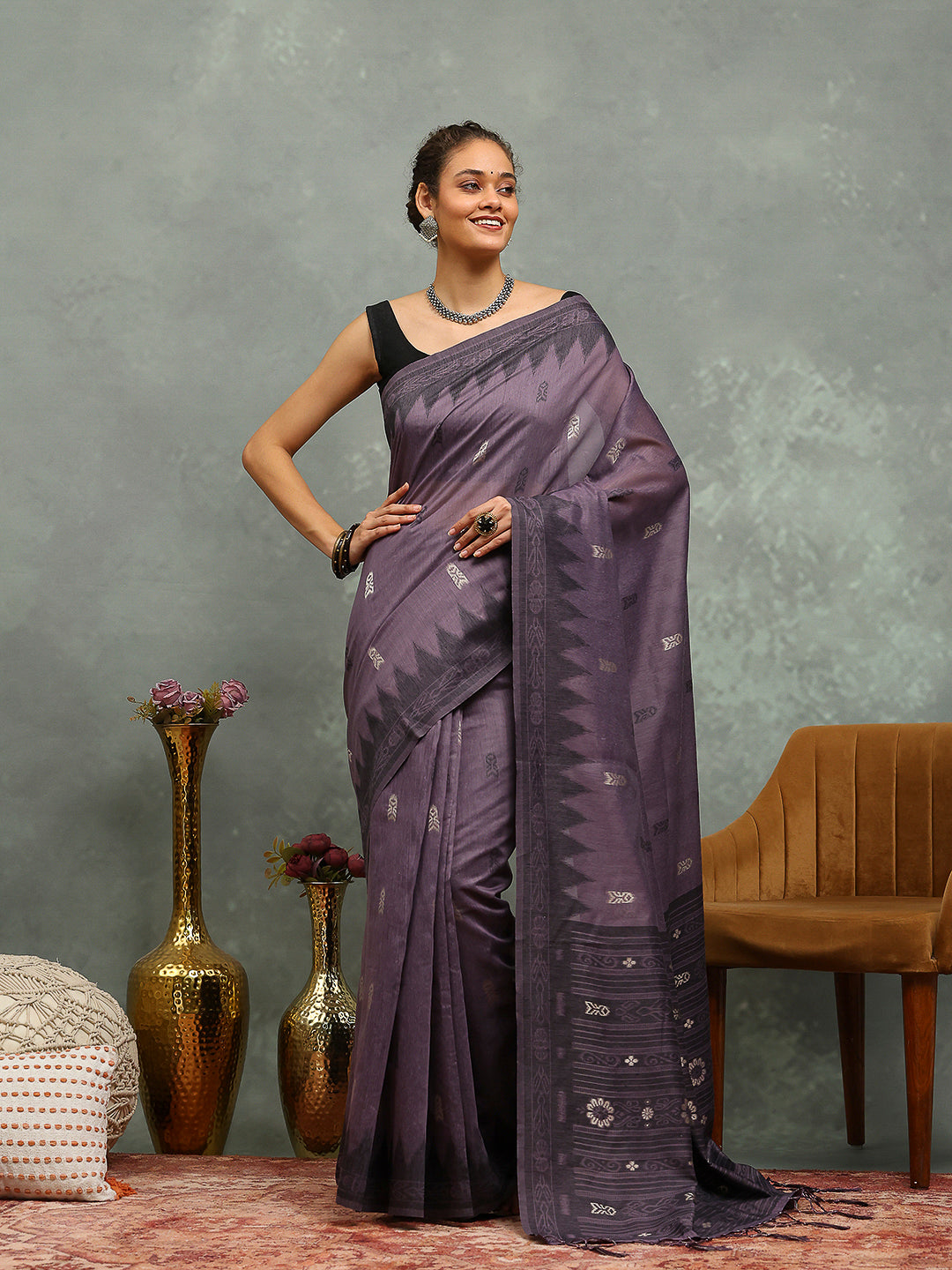 Resham Booti Woven Cotton Saree