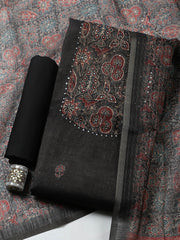 Embroidered Chanderi Ustitched Suit With Pant & Dupatta