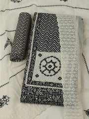 Printed Cotton Unstitched Kurta With Pant & Dupatta