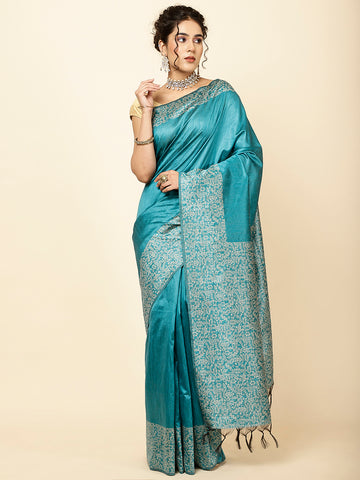 Plain Zari Border Woven Handloom Saree