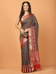 Floral Printed Art Silk Woven Saree