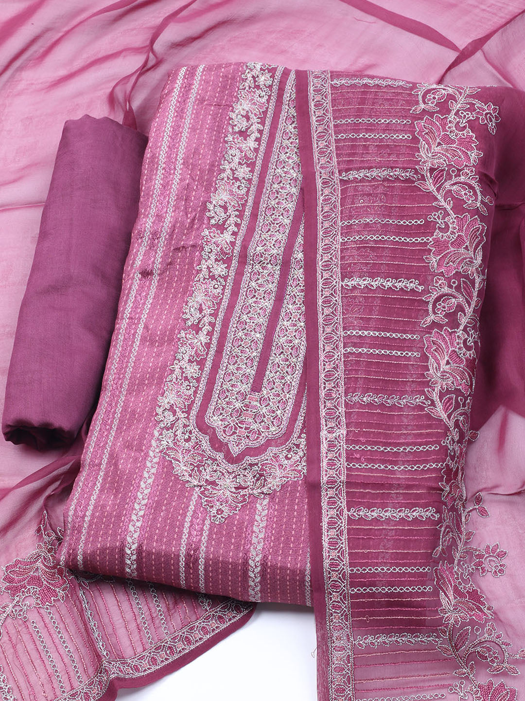 Embroidered Muslin Unstitched Suit With Dupatta