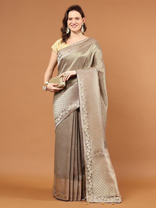 Zari Border Woven Satin Saree