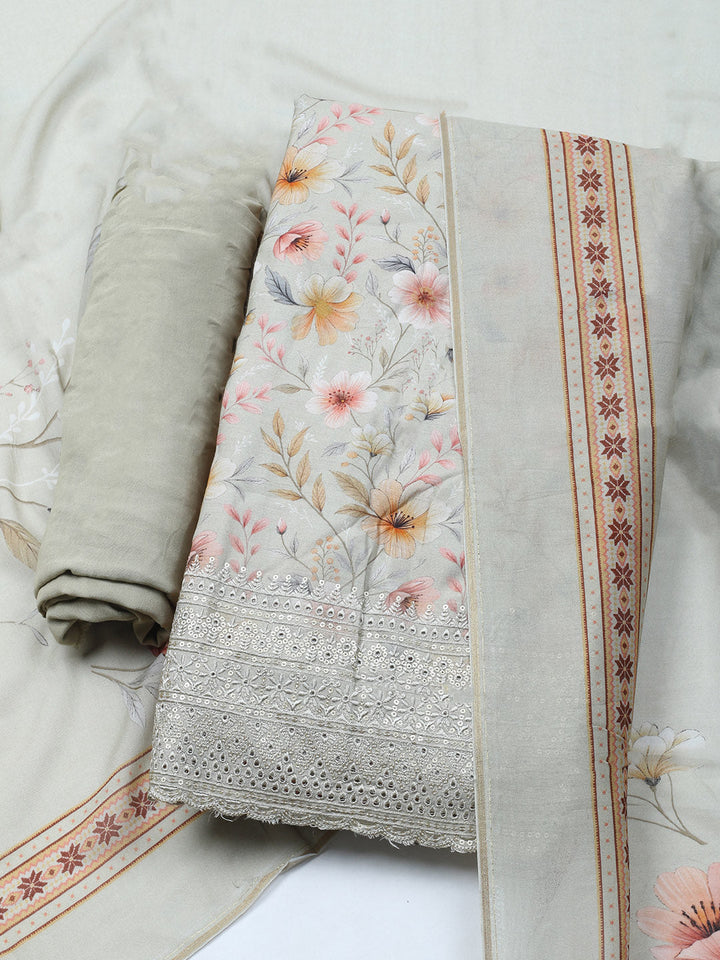 Printed Muslin Unstitched Suit With Dupatta