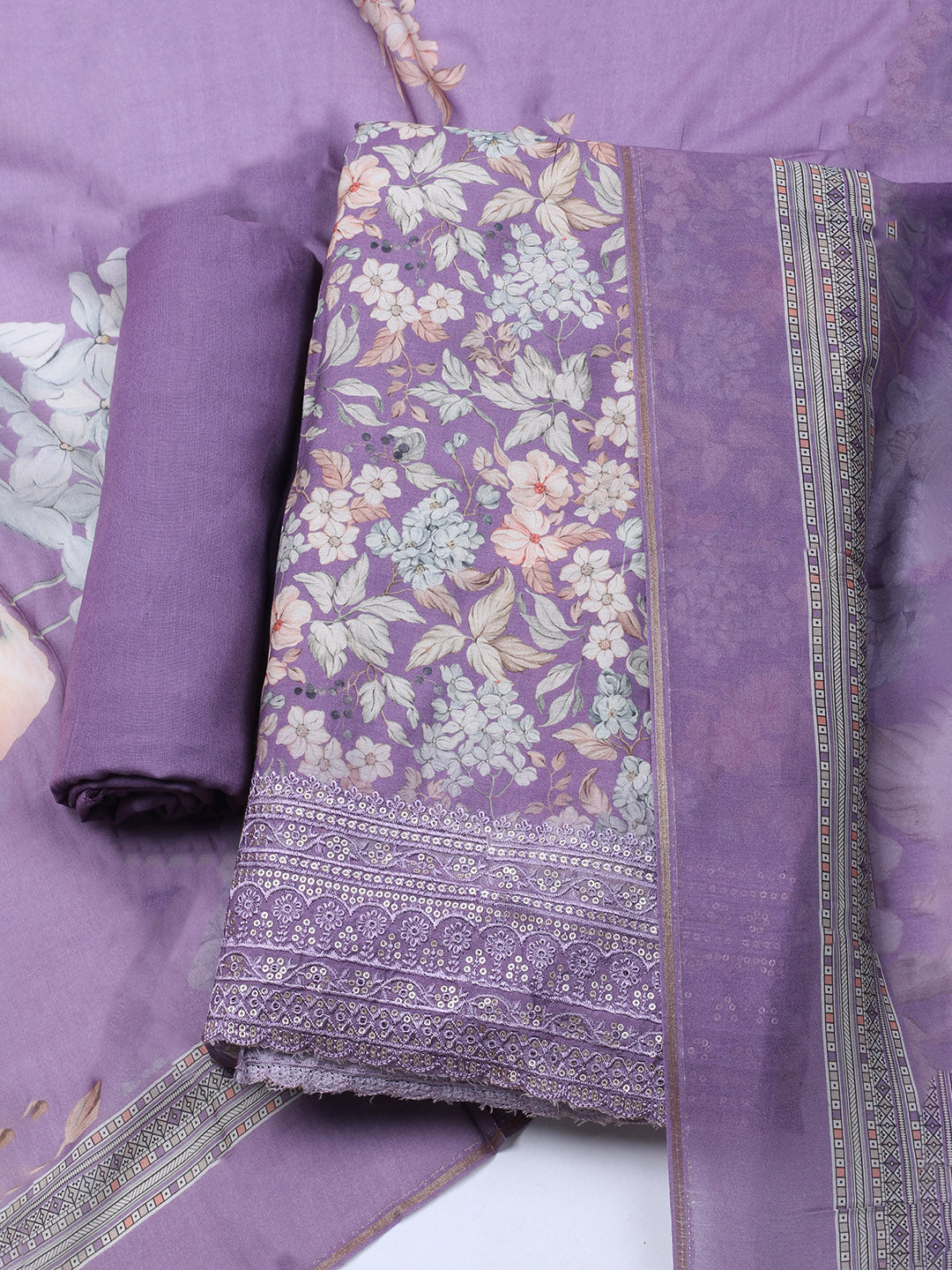 Printed Muslin Unstitched Suit With Dupatta