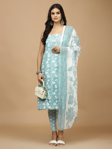 Printed Cotton Unstitched Suit With Dupatta