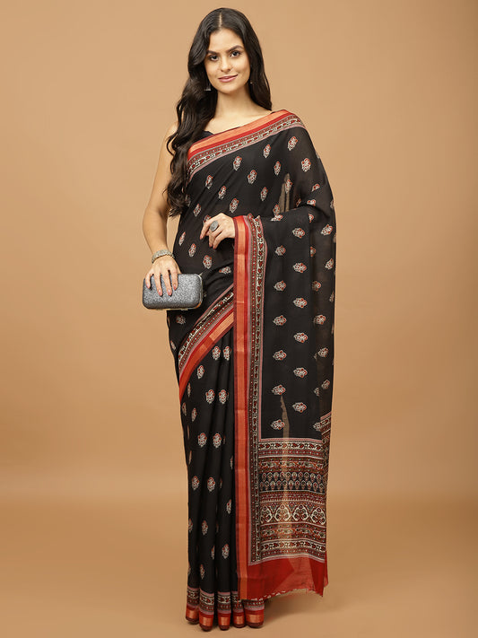 Floral Printed Cotton Saree