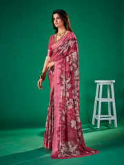 Digital Floral Print Chiffon Saree