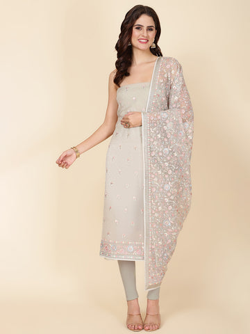 Embroidered Chiffon Unstitched Suit Piece With Dupatta