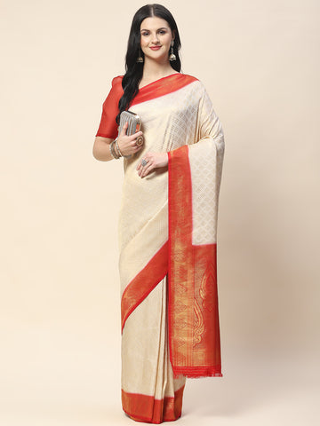 Zari Border Booti Woven Handloom Saree