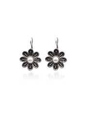 White Pearl Flower Oxidized Earring