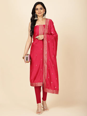 Woven Chanderi Unstitched Suit Piece With Dupatta