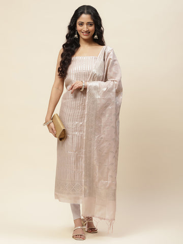 Woven Chanderi Unstitched Suit With Dupatta