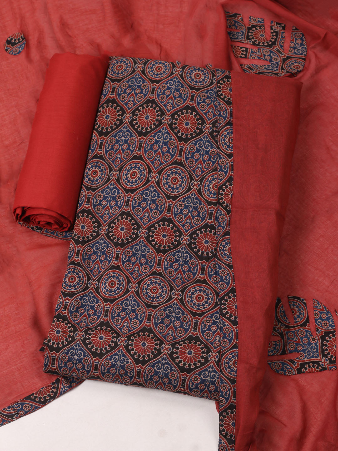 Printed Cotton Unstitched Suit With Pant Dupatta