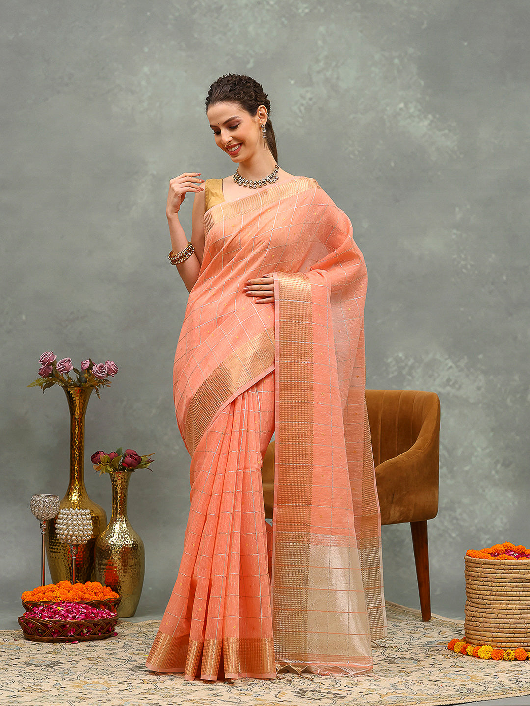 Embroidered Cotton Blend Saree