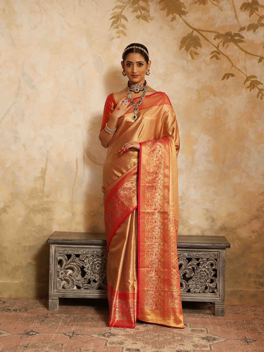 Zari Brocade Handloom Tissue Woven Saree