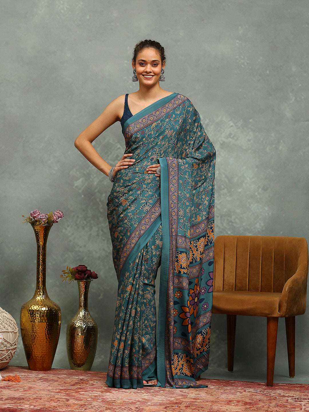 Digital Printed Crepe Saree