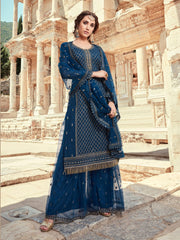 Embroidered Zari Work Semi Stitched Suit