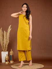 Plain Cotton Blend Shirt With Pant