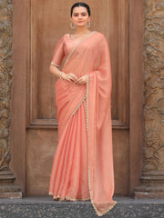 Cutdana Embroidery Organza Saree