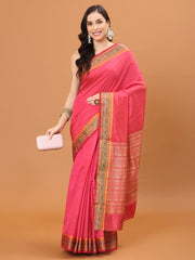 Zari Border Booti Woven Handloom Saree