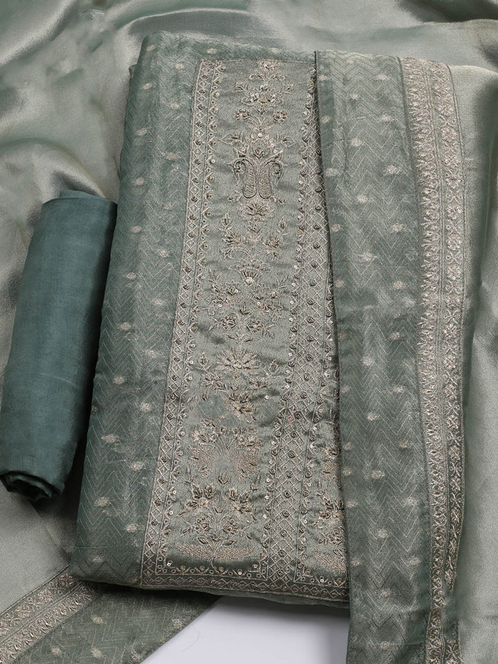 Banarasi Tissue Unstitched Suit With Dupatta