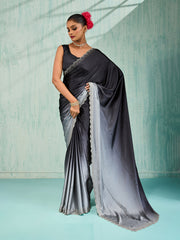 Embroidered Satin Saree