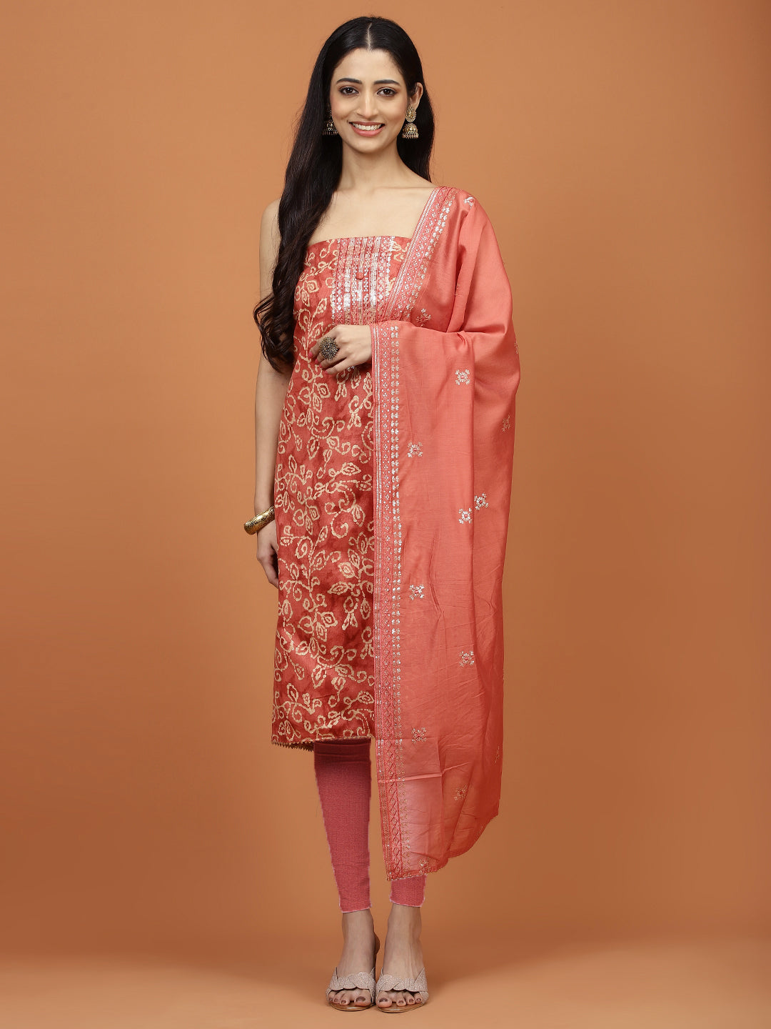 Printed Cotton Unstitched Suit Piece With Dupatta
