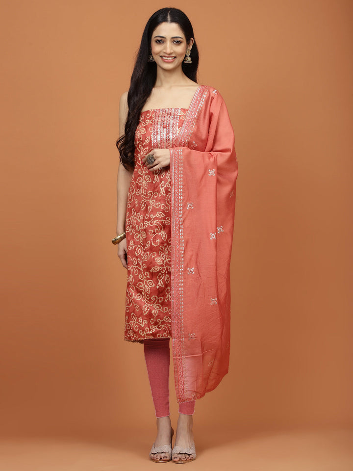 Printed Cotton Unstitched Suit Piece With Dupatta