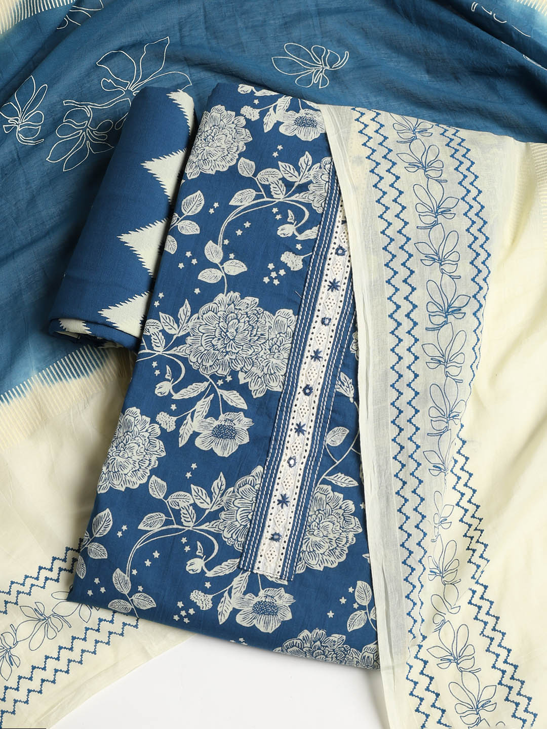 Printed Cotton Printed Unstitched Suit With Dupatta