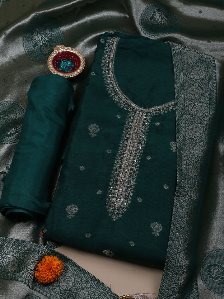 Kanjeevaram Chanderi Unstitched Suit With Dupatta