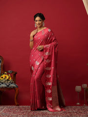 Woven Design Art Silk Onion Pink Saree