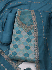 Woven Design Cotton Blend Unstitched Suit With Dupatta