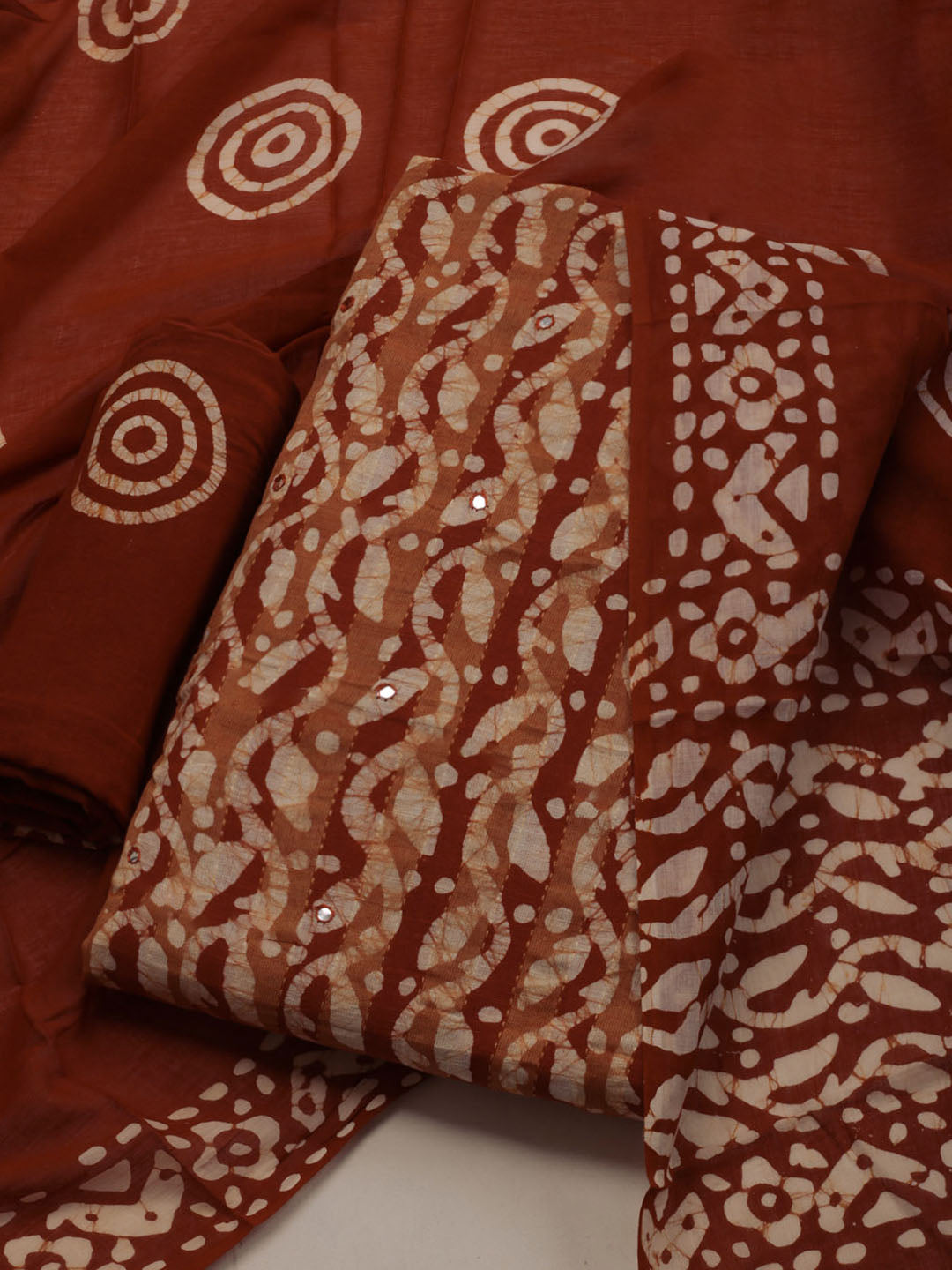 Printed Cotton Blend Unstitched Suit With Dupatta