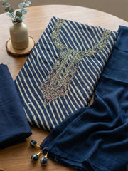 Printed Cotton Blend Unstitched Suit With Pant & Dupatta