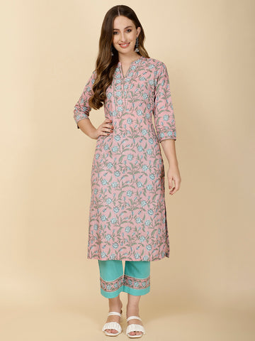 Printed Cotton Kurta Set