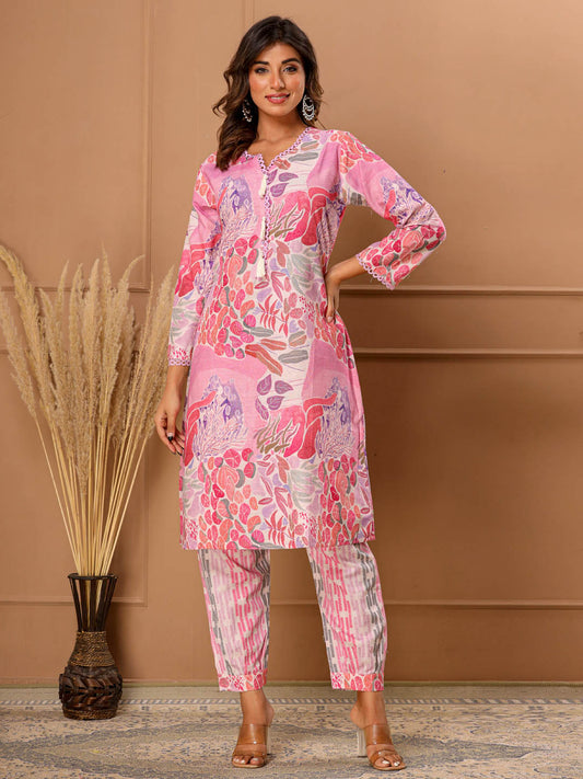 Long Kurti With Pants And White Tassels