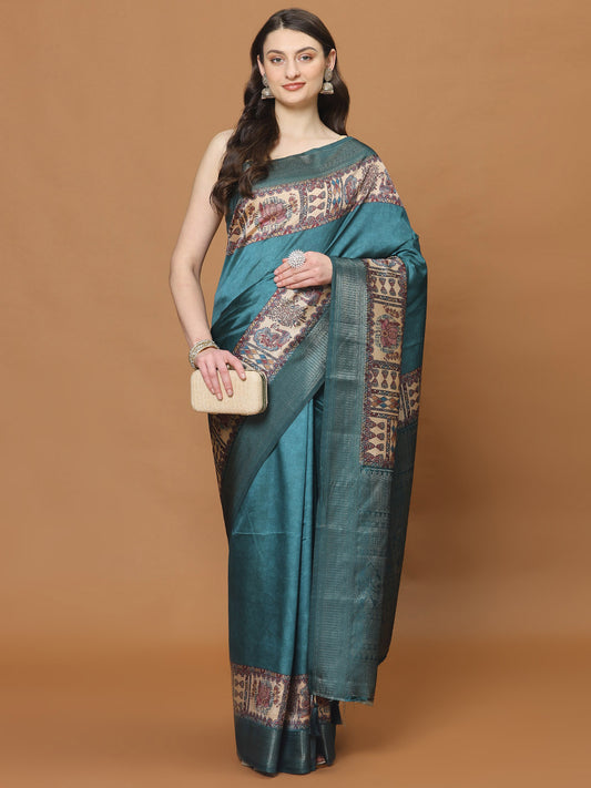 Digital Printed Satin Woven Saree