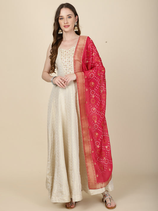 Zari Work Tissue Anarkali Suit Set With Dupatta
