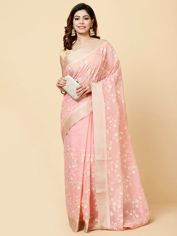 Floral Jaal Embroidered Cotton Saree
