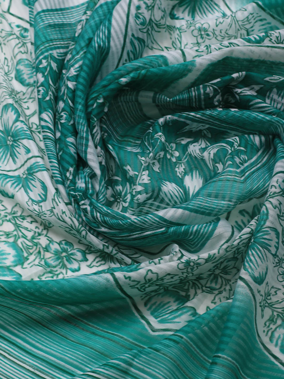 Printed Cotton Blend Unstitched Suit With Dupatta