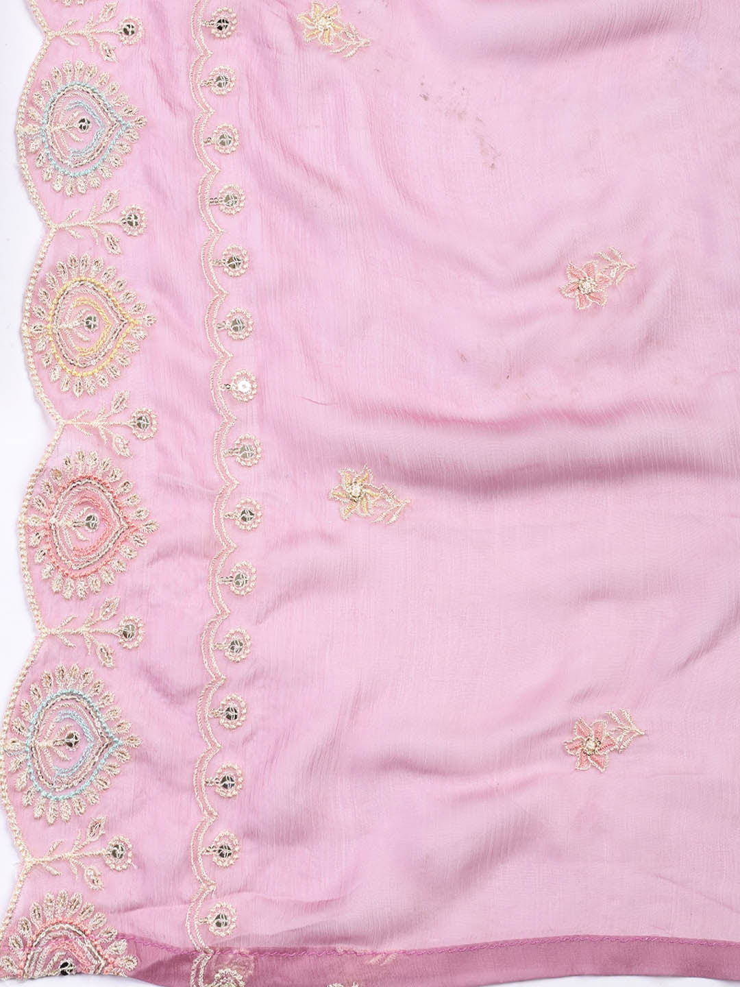 Embroidered Chanderi Unstitched Suit Piece With Dupatta