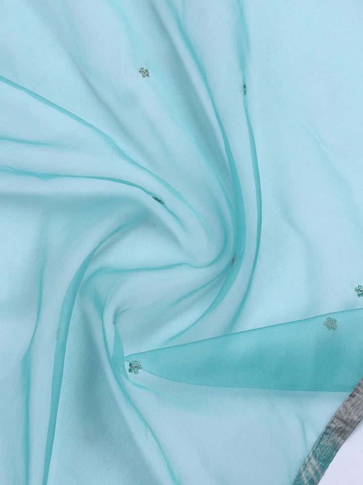 Neck Embroidery Tissue Unstitched Suit Piece With Dupatta