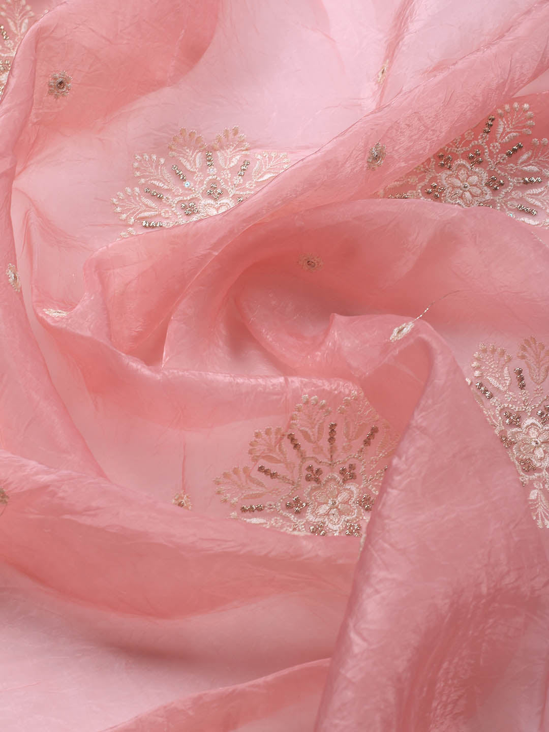 Neck Embroidery Organza Unstitched Suit Piece With Dupatta