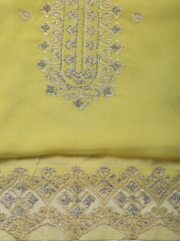 Embroidered Cotton Unstitched Suit With Pant &amp; Dupatta