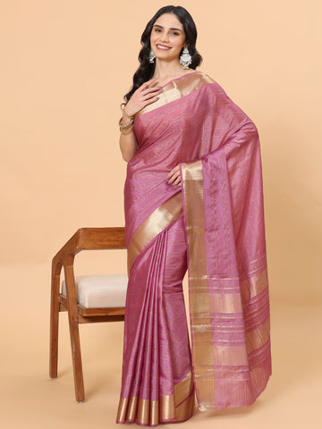 Plain Zari Border Organza Saree