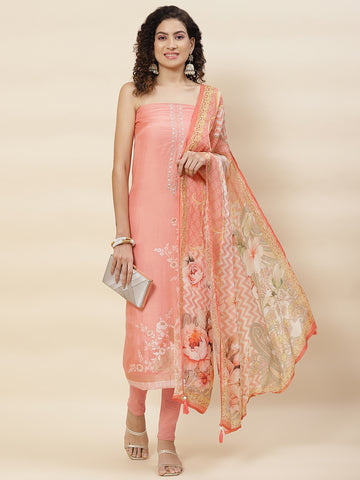 Woven Muslin Unstitched Suit Piece With Dupatta