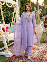 Printed Cotton Blend Kurta With Pant & Dupatta