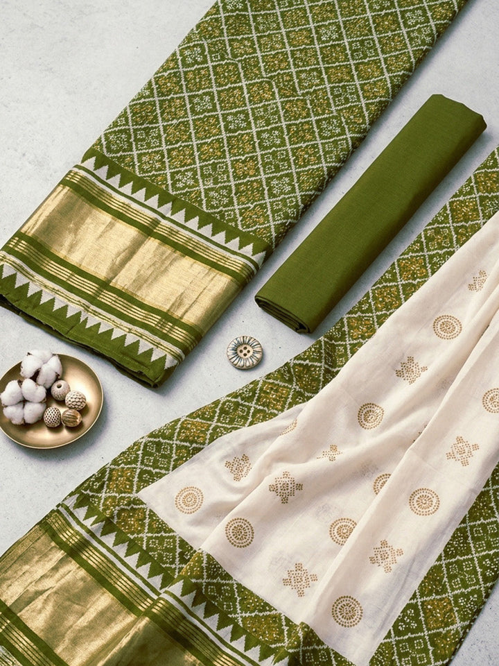 Embroidered Art Silk Unstitched Suit With Pant &amp; Dupatta
