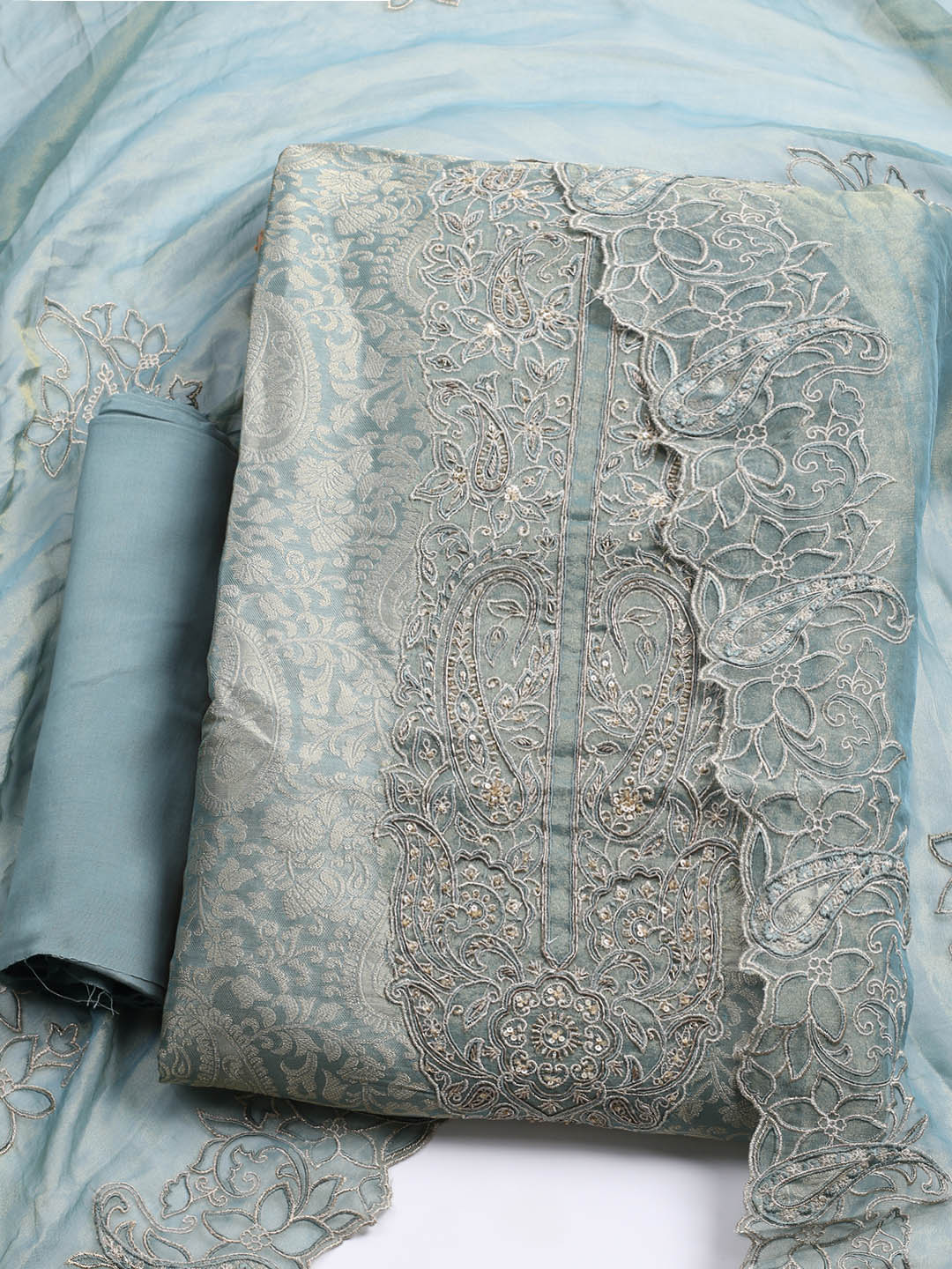 Woven Design Tissue Unstitched Suit With Dupatta